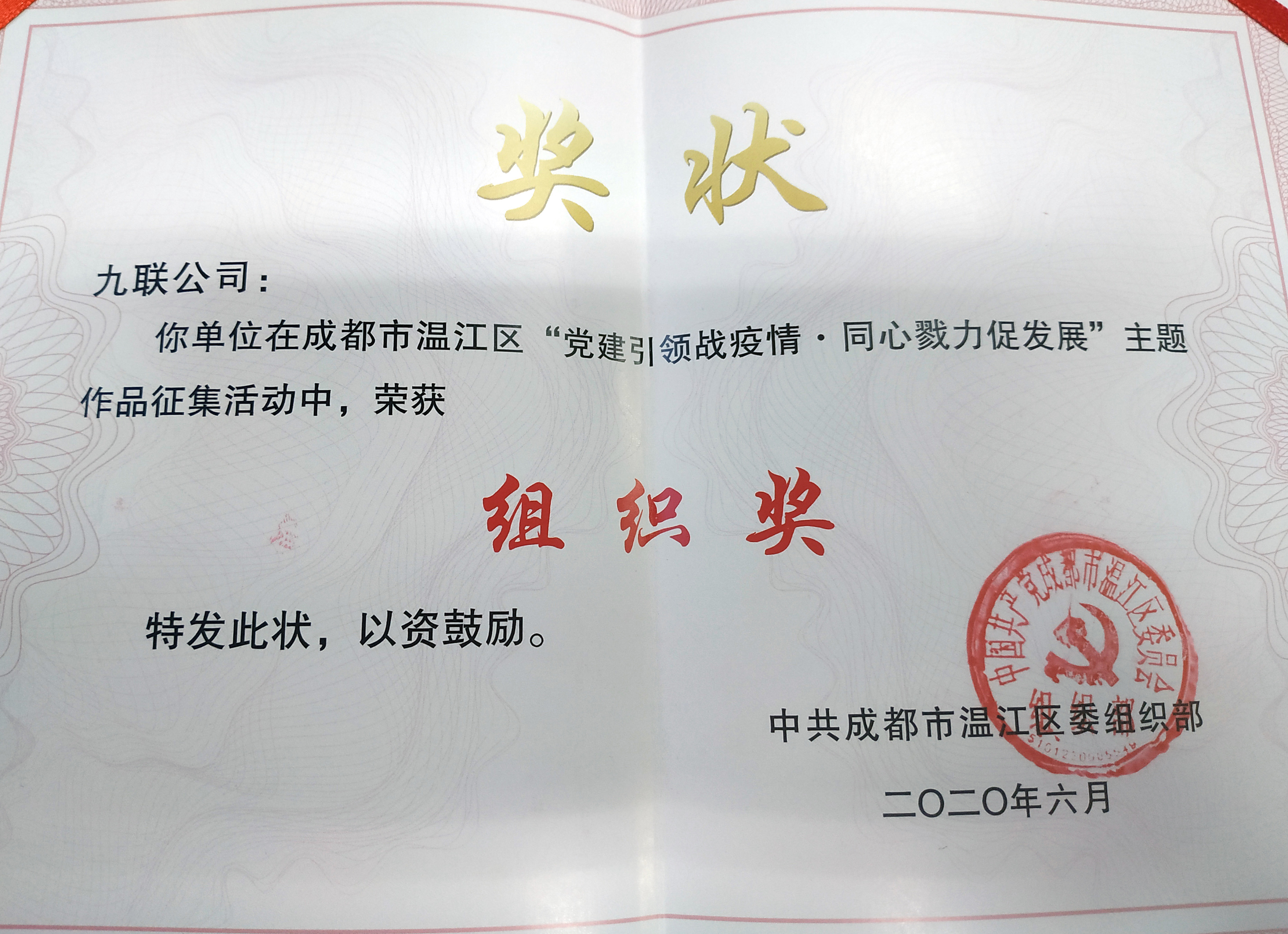 20年“黨建引領(lǐng)戰(zhàn)疫情，同心戮力促發(fā)展主題作品征集活動”組織獎“.jpg